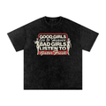Good vs Bad Snow Washed Oversized Cotton T-Shirt