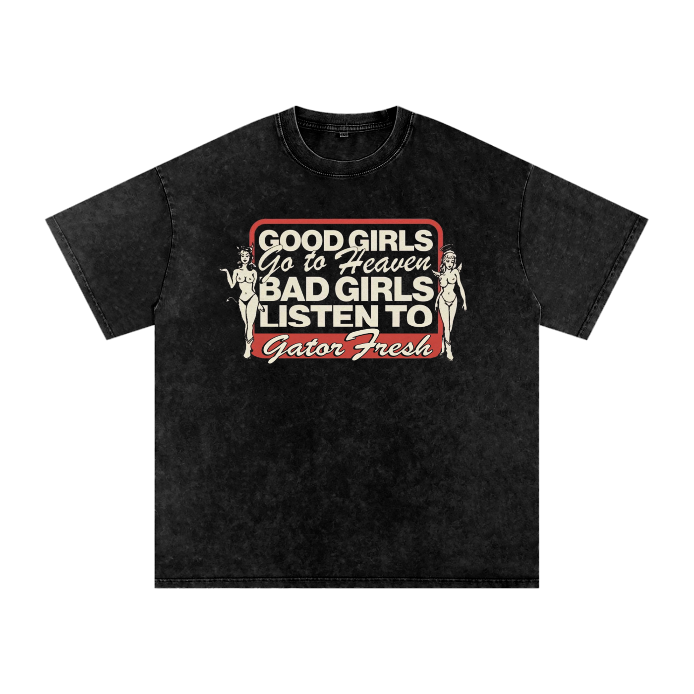 Good vs Bad Snow Washed Oversized Cotton T-Shirt
