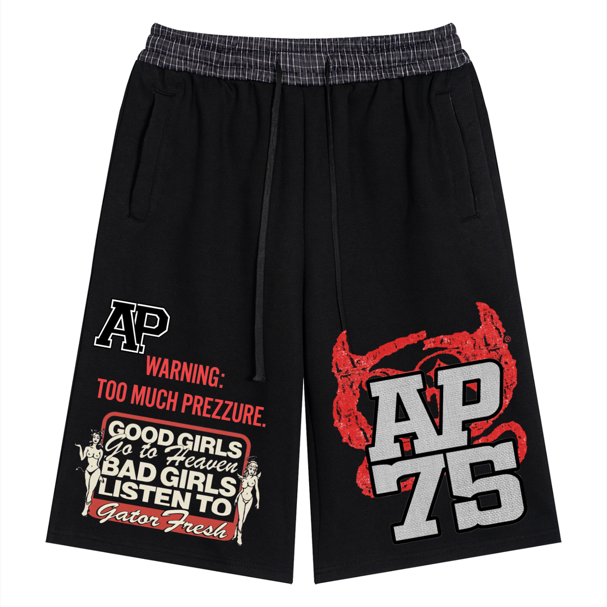 Bad girls listen Plaid Waistband Shorts
