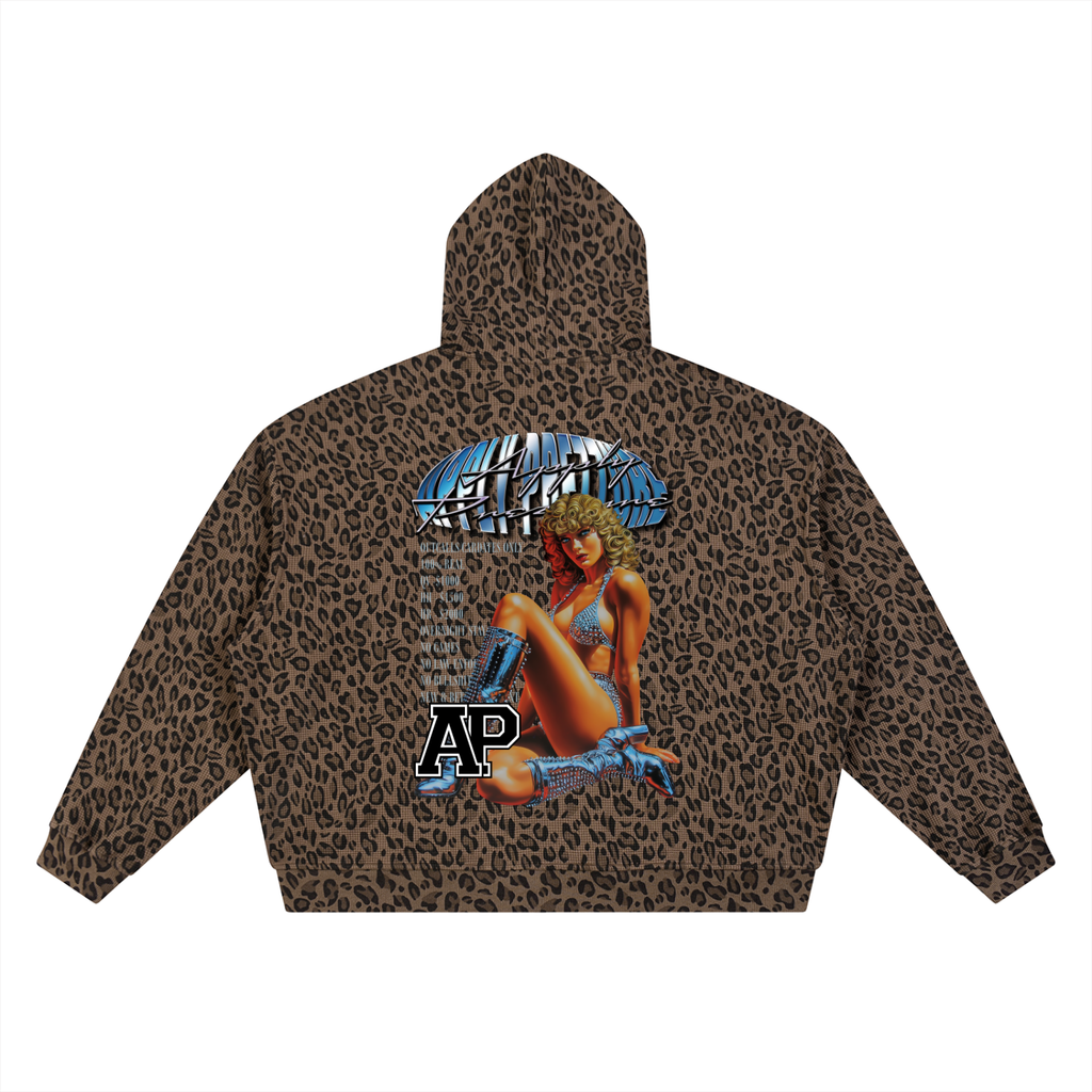 Outcalls Only Leopard Print Waffle Full Zip Hoodie